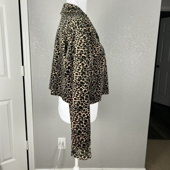 Vtg F.L. Malik Size L Cropped Leopard Mismatched Button Faux Fur Jacket - Picture 4 of 10
